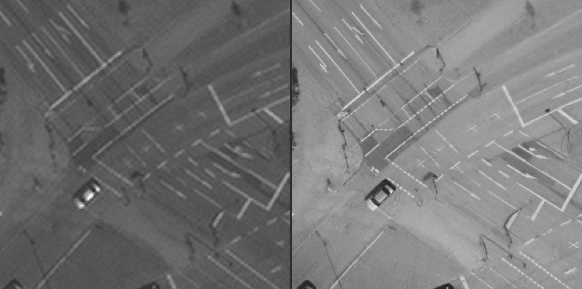 Super-resolution: native vs enhanced